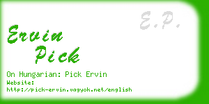 ervin pick business card